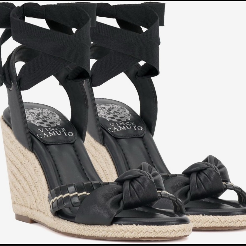 Vince Camuto Floriana Black espadrille sandals with Bow Detail